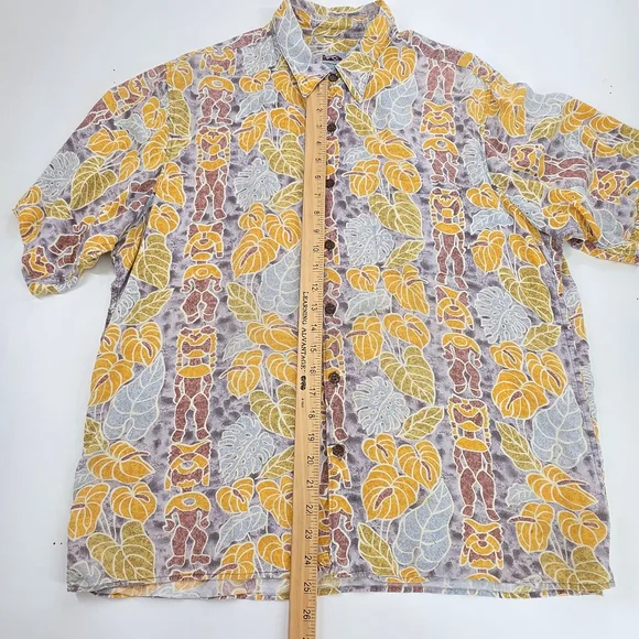 Vintage Aloha Reyn Spooner Hawaiian Shirt Men L Rayon Tiki Resort - Picture 7 of 8